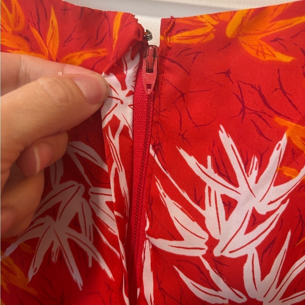 Vintage Hawaii Nei Honolulu Red Hawaiian Floral Luau Long Maxi Dress Size 12 - Picture 5 of 7